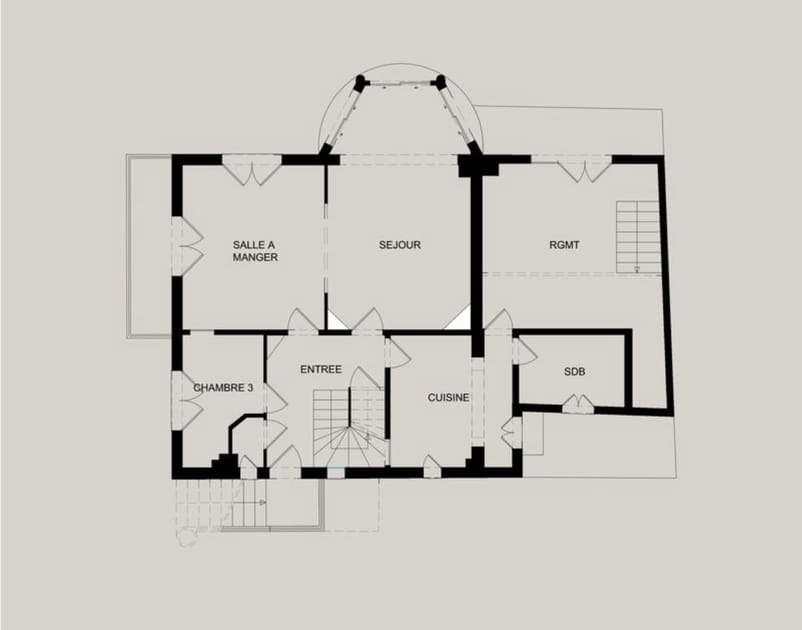 Le plan du rez-de-chauss&eacute;e avant travaux