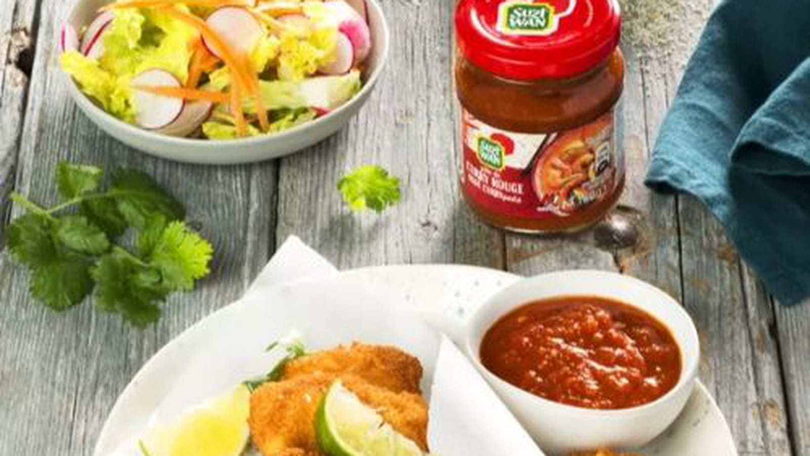 Nuggets de poulet sauce au curry rouge
