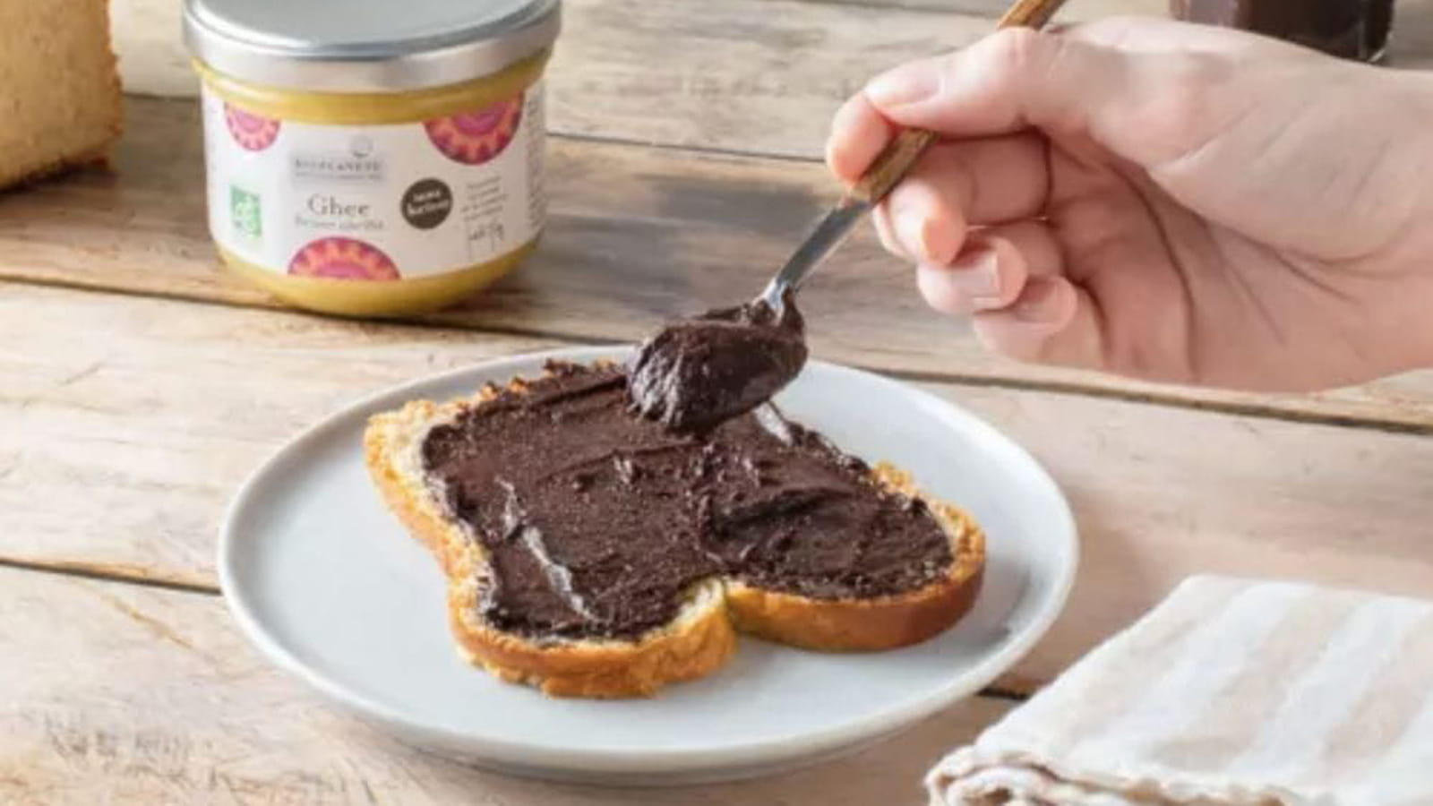 Tartine gourmande express ghee au cacao et sirop d’agave