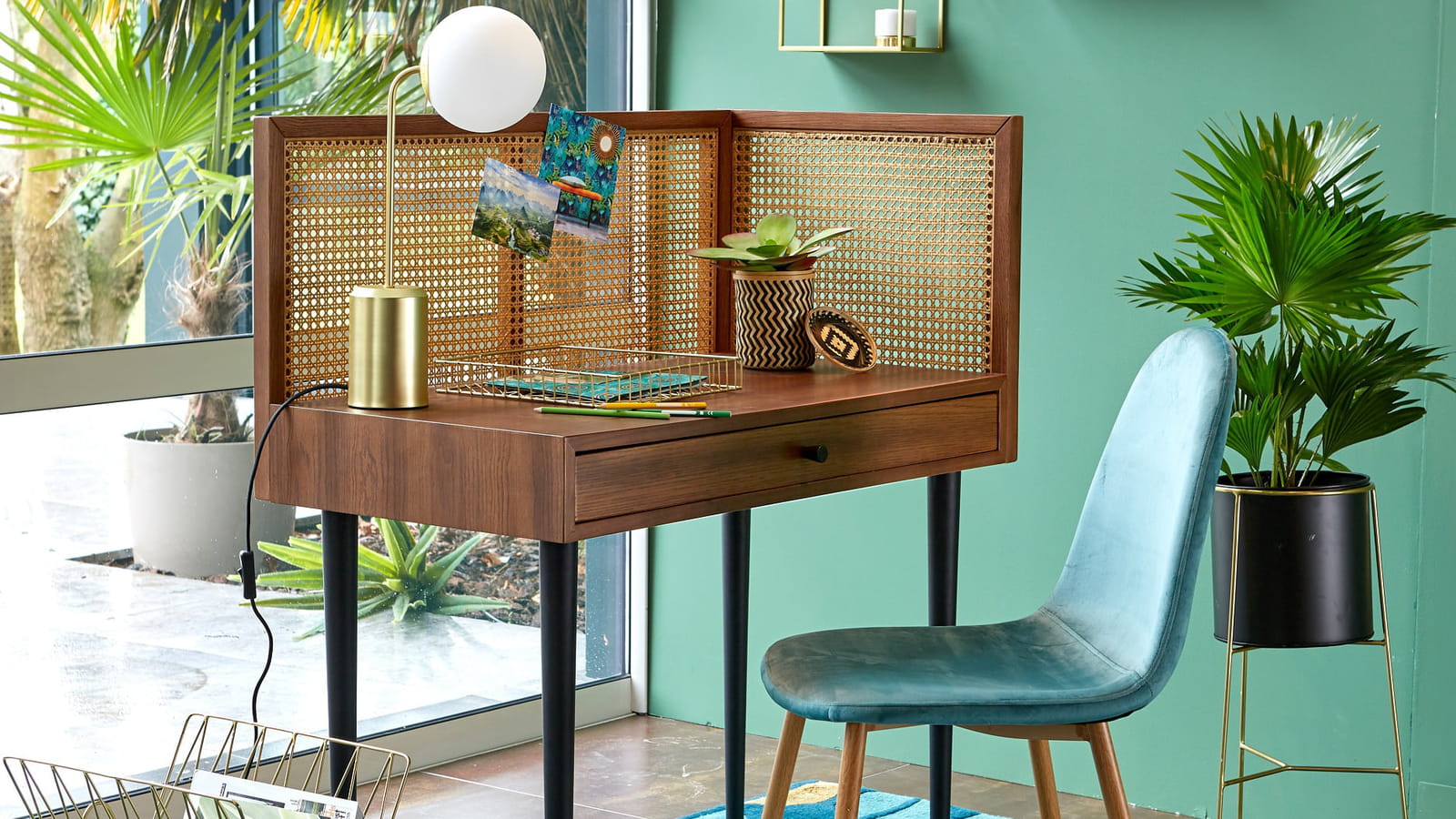 Bureau cannage & bois 