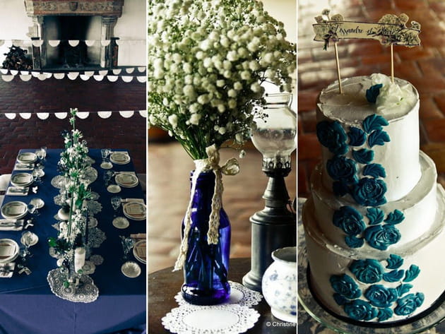 Décoration de mariage : esprit vintage et bleu