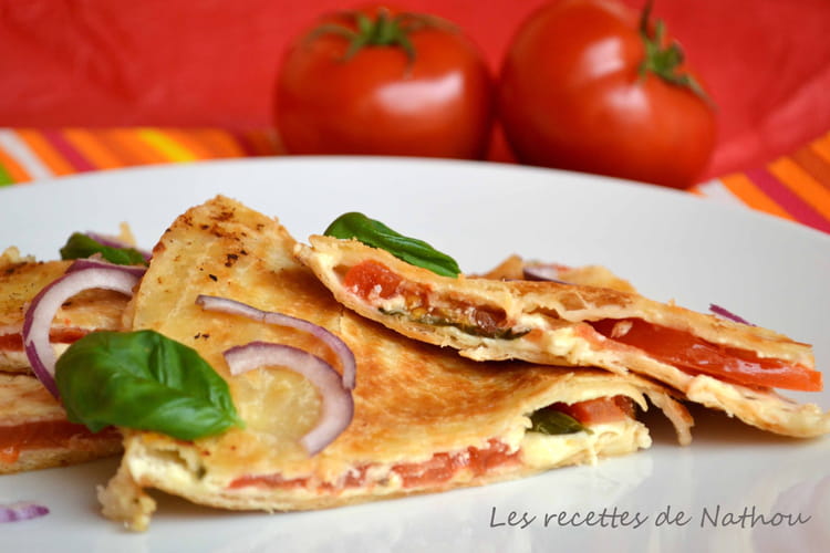 Recette de Quesadillas tomate, mozzarella, basilic