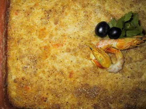 Gratin de morue aux crevettes