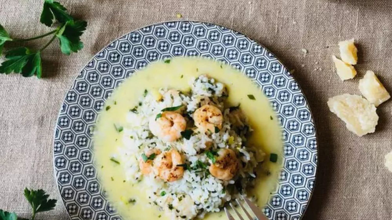 Risotto au citron et aux gambas