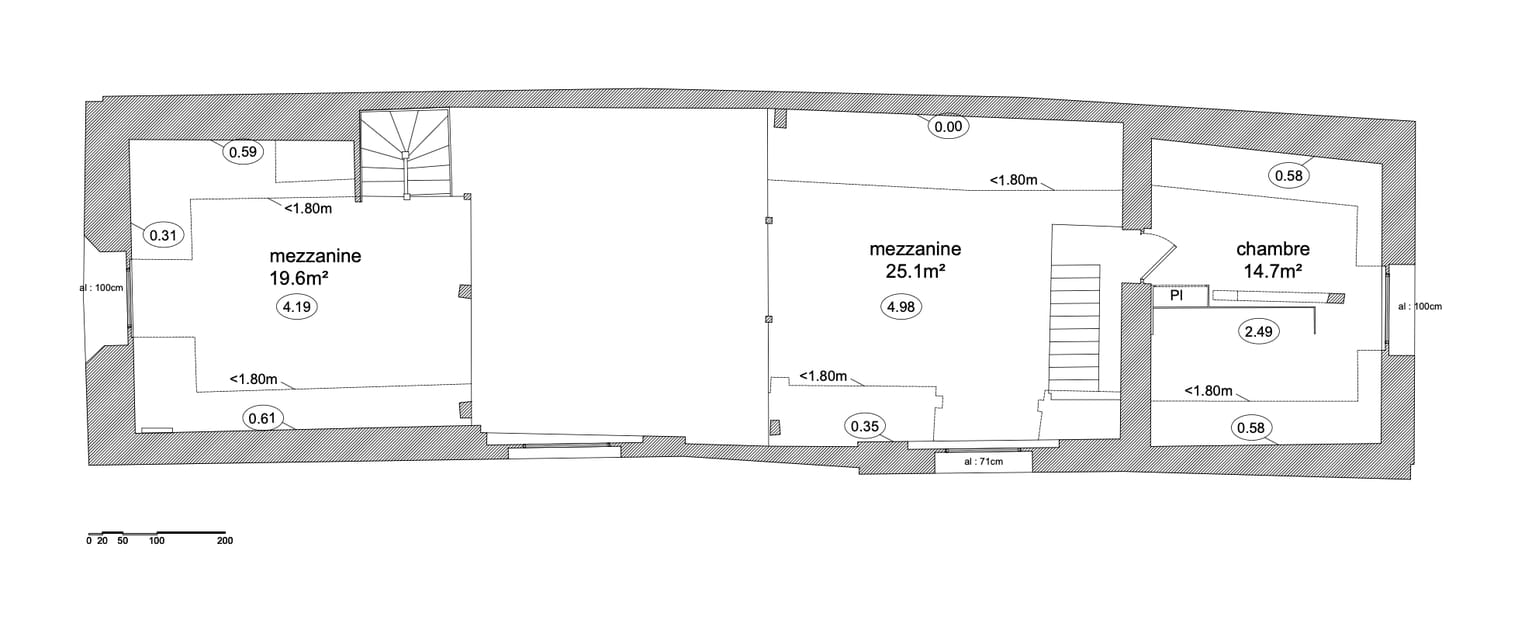 Le plan de la mezzanine avant travaux