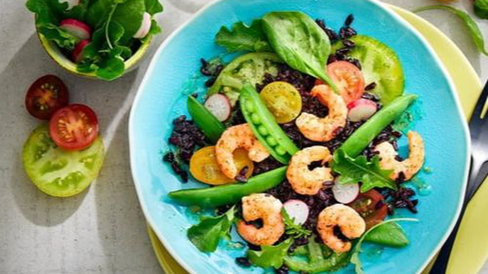 Salade de riz noir et crevettes d'Equateur provençales ASC