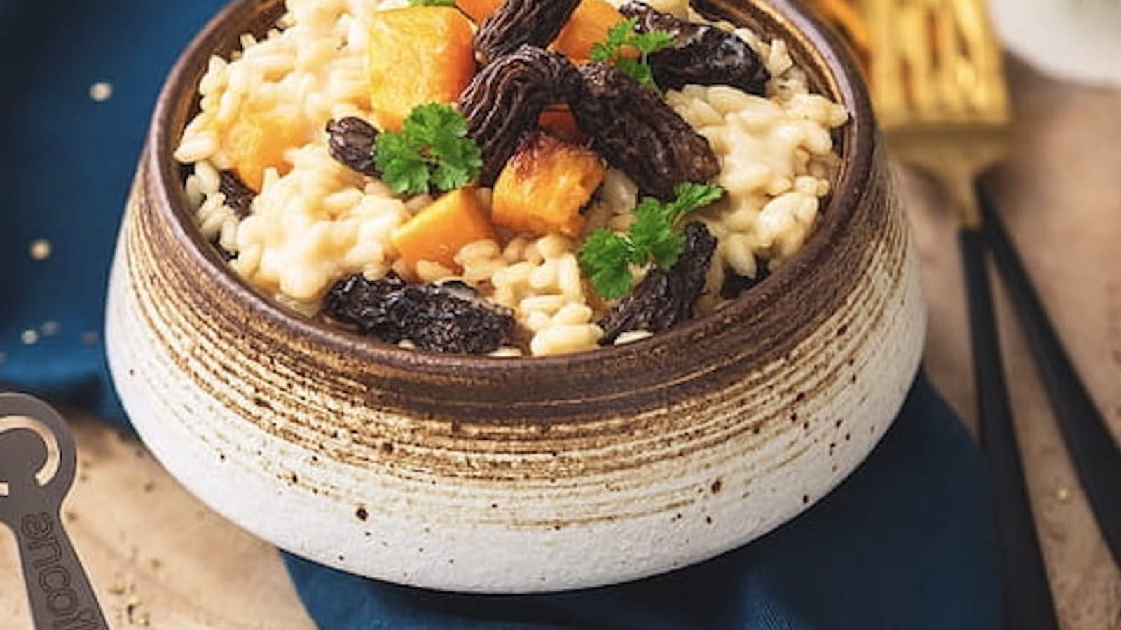 Risotto courge, morilles et Cancoillotte