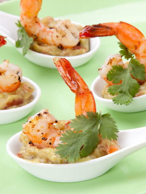 Guacamole et gambas &agrave; l'orange