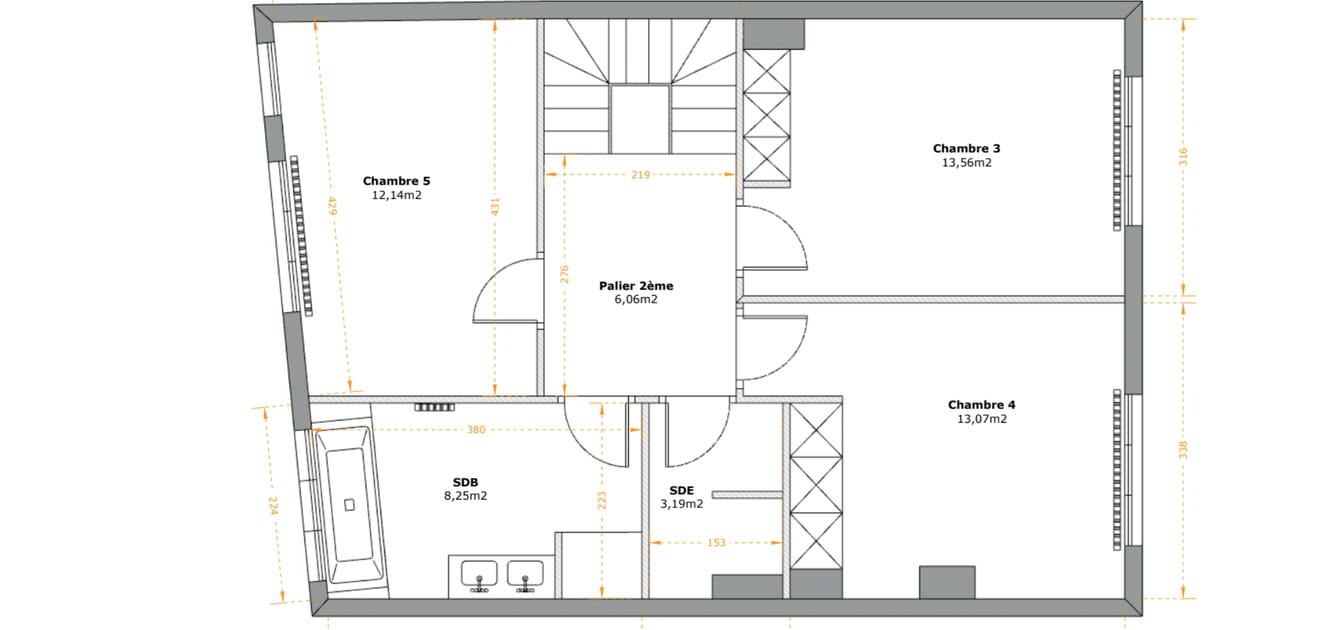 Le plan du 2nd &eacute;tage avant travaux