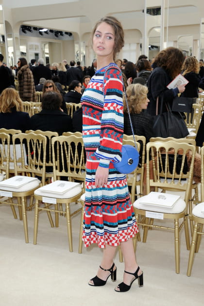 Marie-Ange Casta en robe longue multicolore