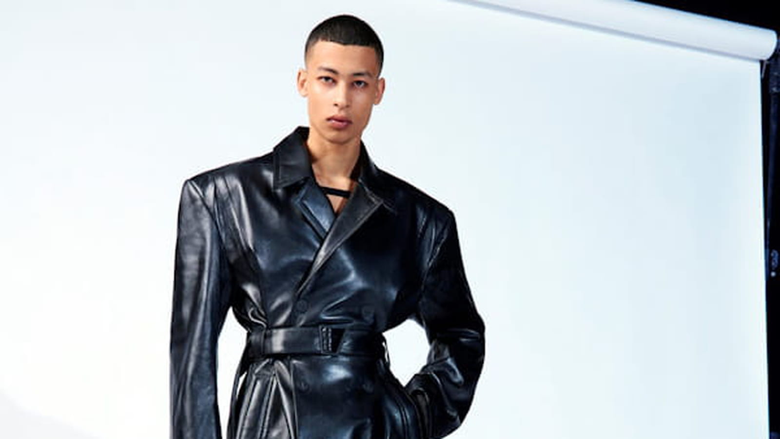Trench et pantalon en cuir noir Mugler H&M