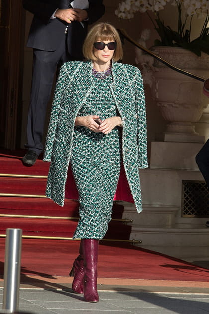 Anna Wintour en ensemble vert