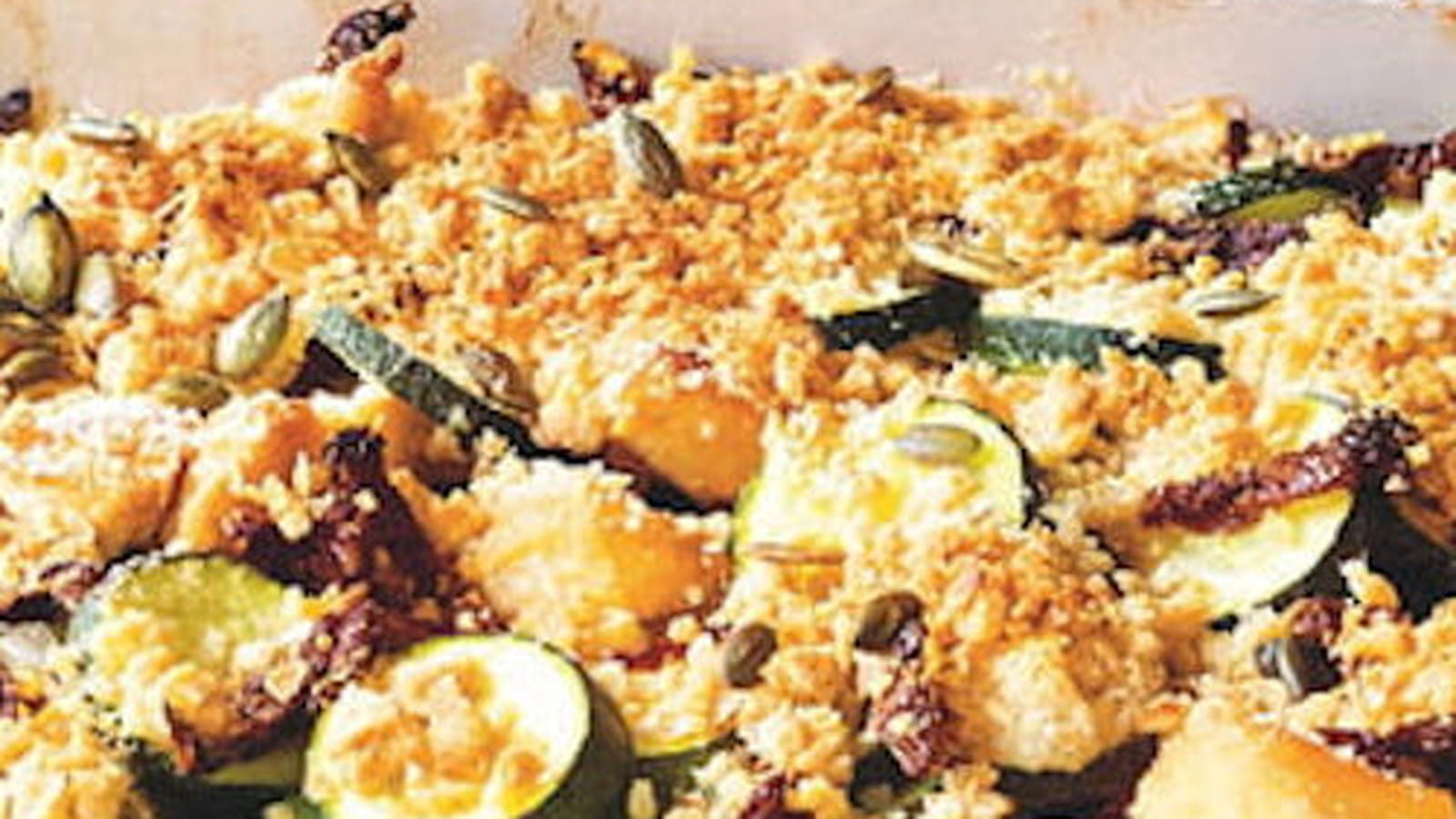 Crumble de poulet aux courgettes et tomates séchées