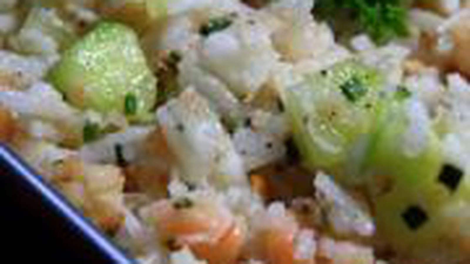 Salade de riz rose et verte 