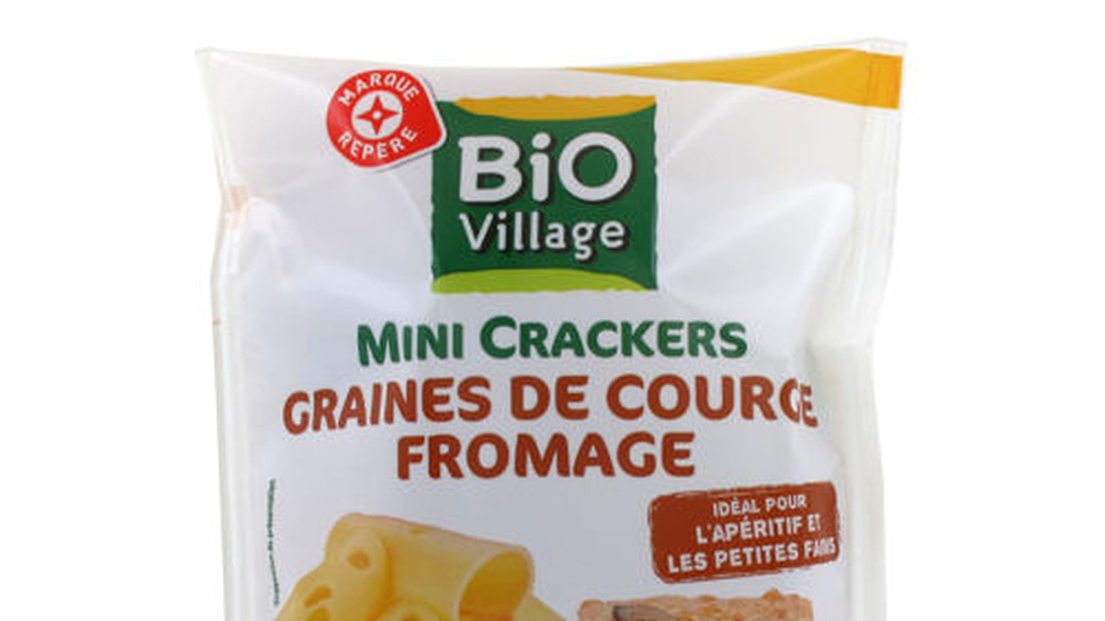 Mini crackers aux graines de courge de BIO village, Marque Repère