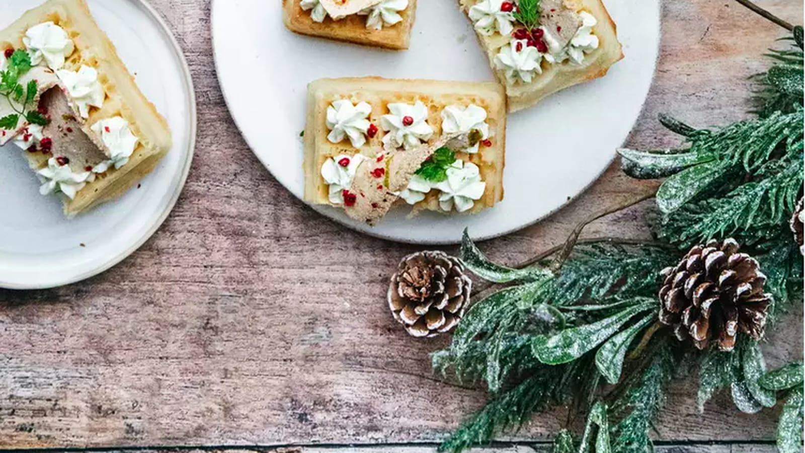 Gaufres au tofu mariné et chantilly coco citron vert