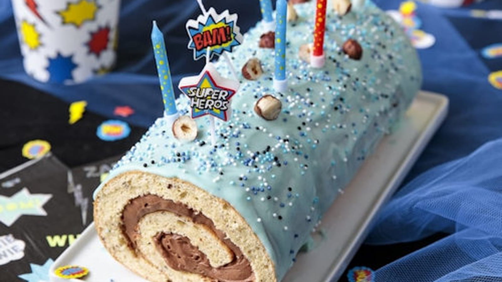 Gâteau roulé super héros