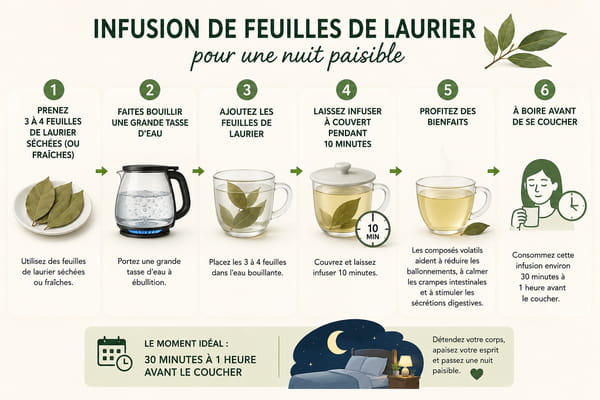 Recette d'une infusion de feuilles de laurier pour le sommeil et la digestion