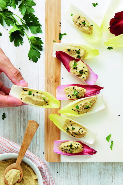 Houmous d'endives, pois chiches et avocat