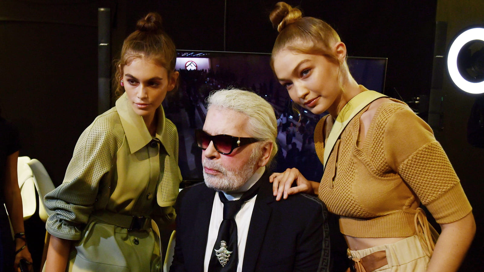 Kaia Gerber, Karl Lagerfeld et Gigi Hadid