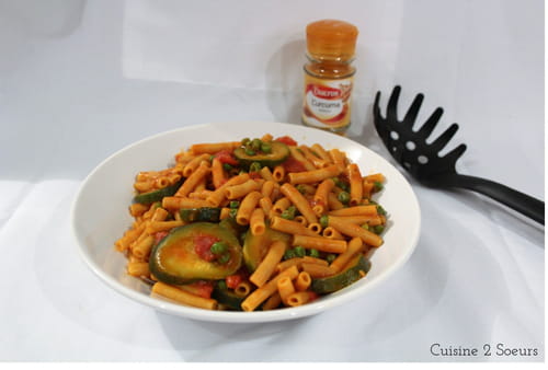 One pot pasta courgettes petits pois curcuma