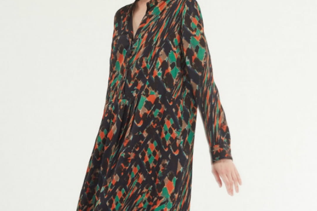 Robe Chemise Chloé Stora - Taille 36, Couleur Violet, Motif Floral - 100% Coton, Manches Longues