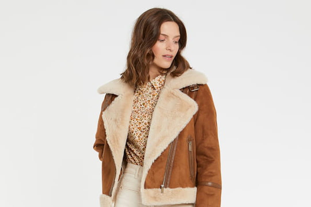 Veste imitation peau lainée
