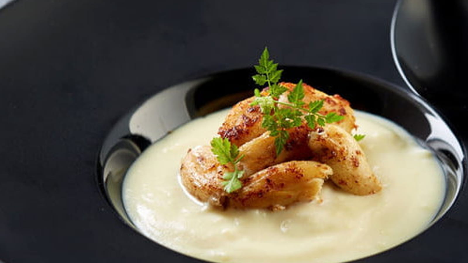 Blanquette de cuisses de grenouilles à la poudre d’orange et sabayon de Ratte du Touquet