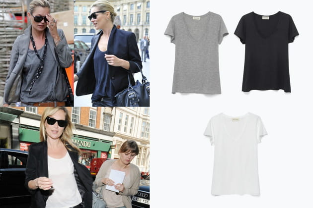 Les t-shirts unis fluides (le combo gris / noir / blanc)