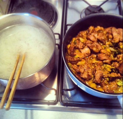 Poulet au curry et chou romanesco