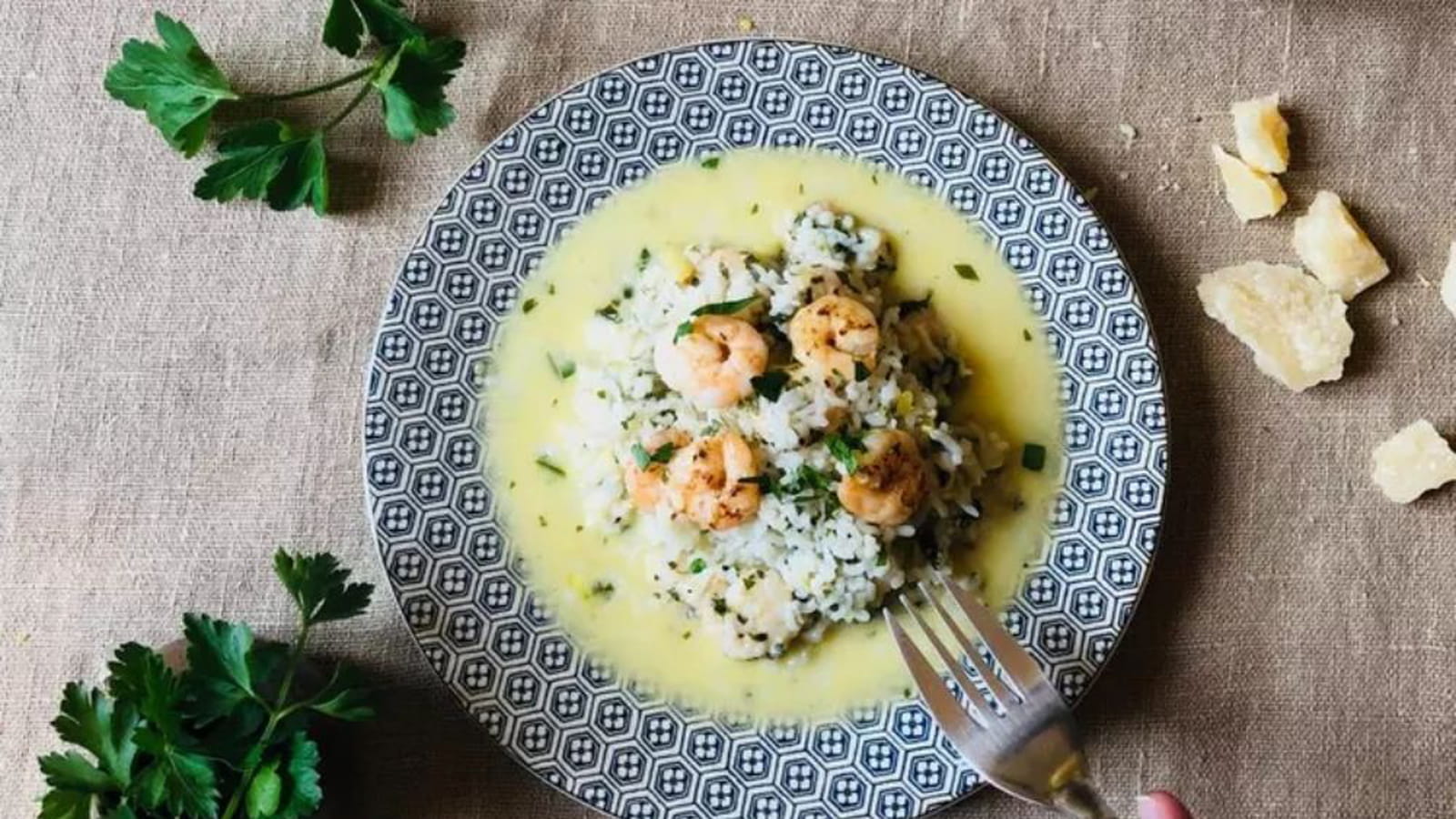 Risotto au citron et aux gambas