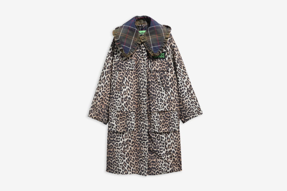 Manteau long imprim&eacute; l&eacute;opard, Barbour x GANNI