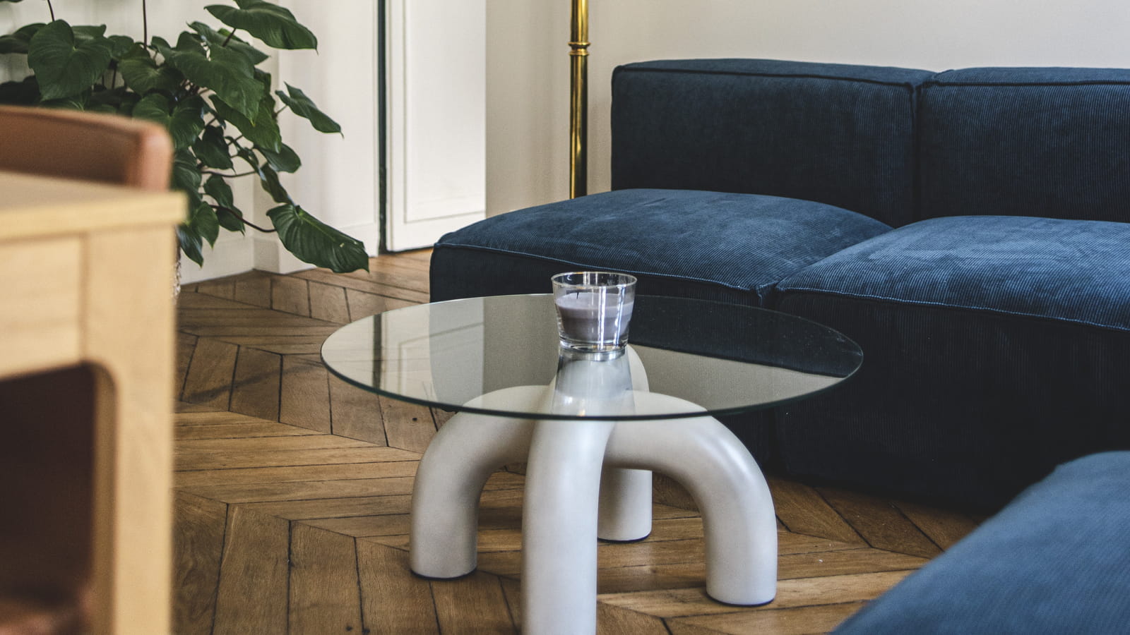 Table basse verre & béton