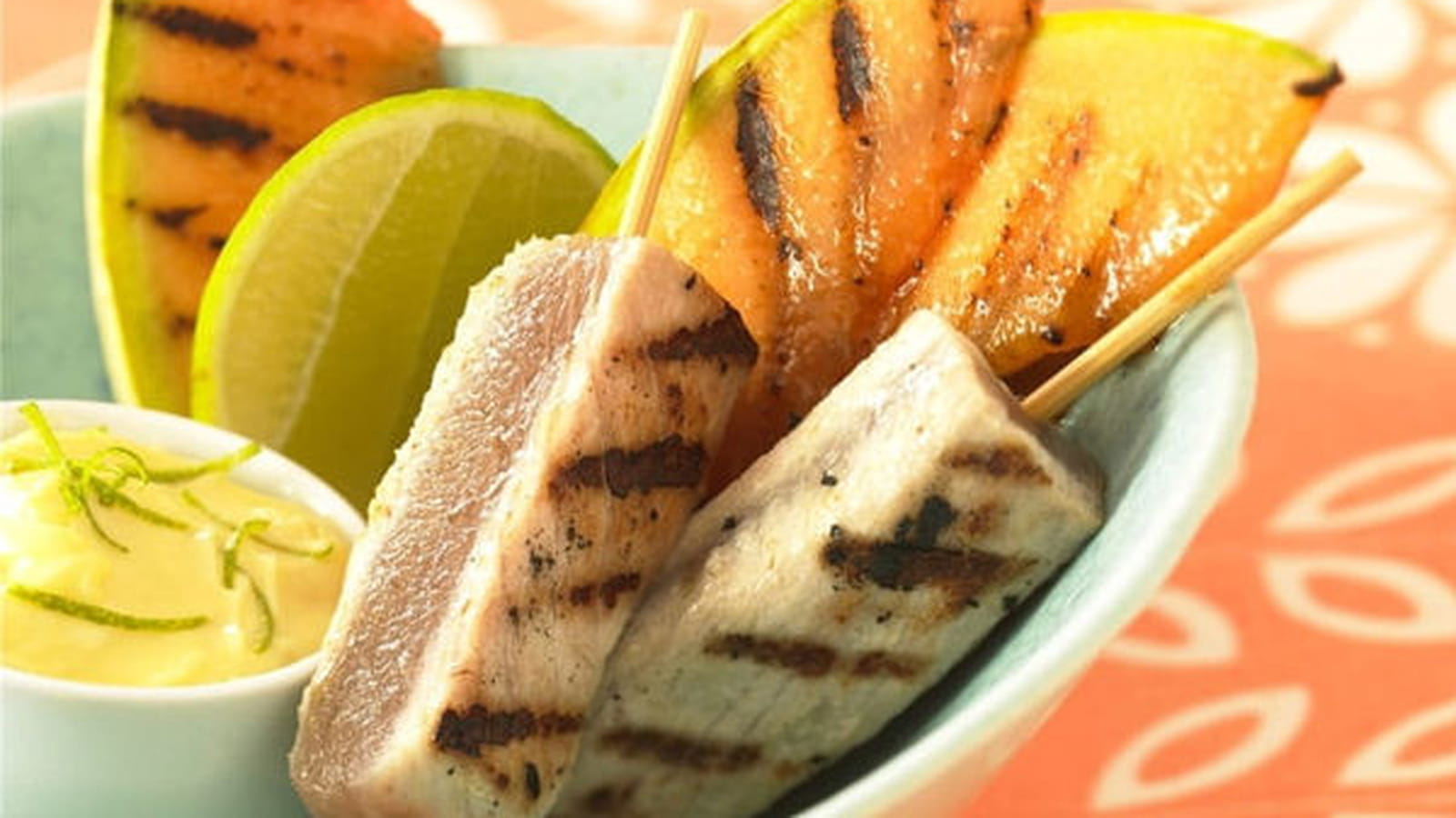 Melon et thon grillé à la plancha