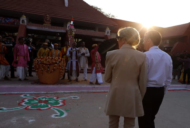 Brigitte et Emmanuel Macron au Taj Mahal