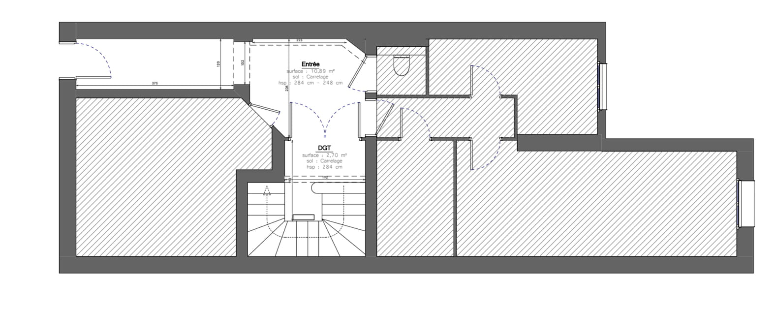 Le plan du rez-de-chauss&eacute;e avant travaux