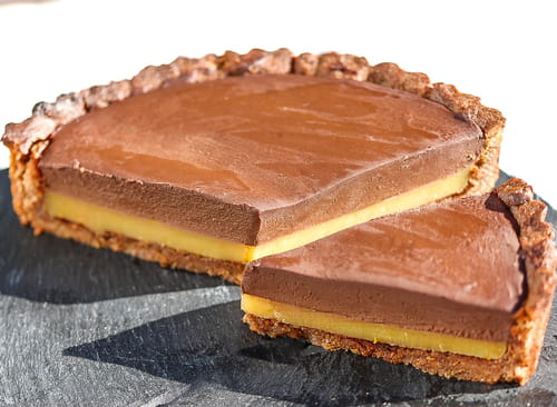 Tarte végan chocolat orange sans gluten, ni lait et ni sucre ajouté