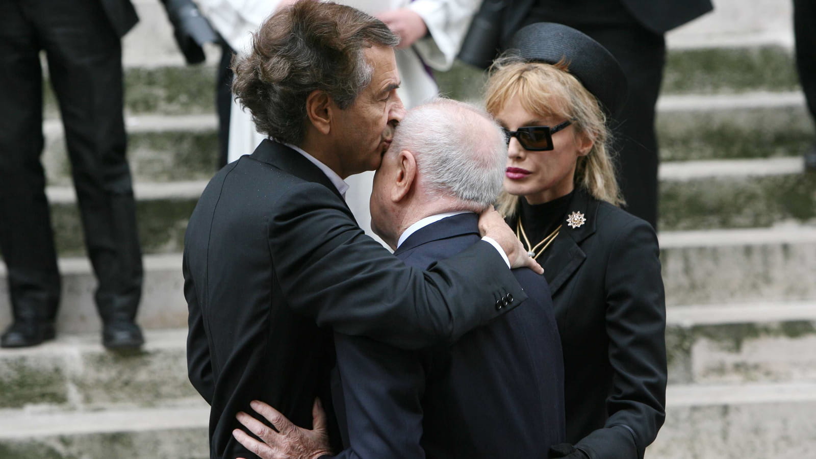Avec BHL et Arielle Dombasle, aux obsèques de Yves Saint Laurent