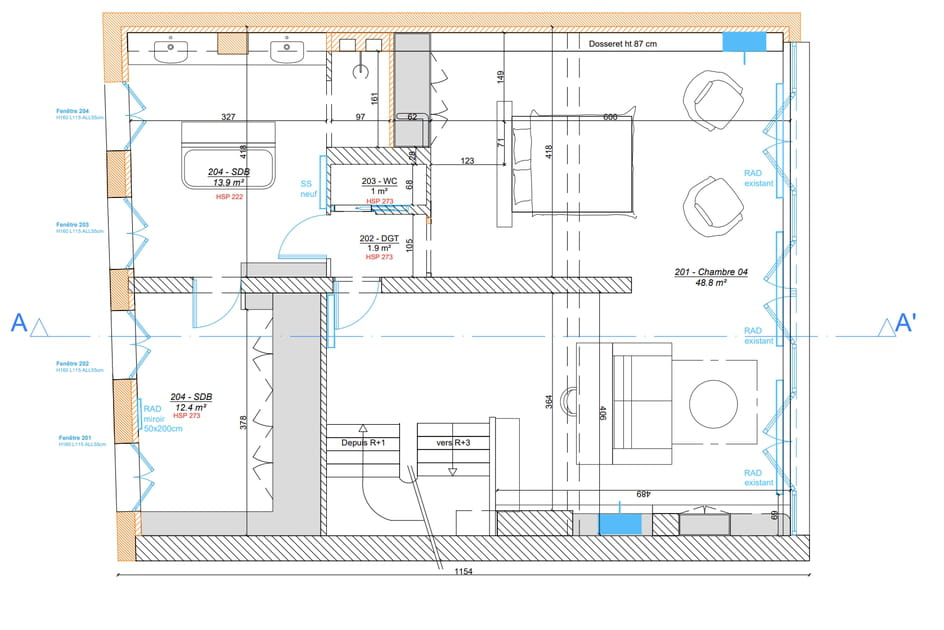 Le plan apr&egrave;s travaux du 2e &eacute;tage