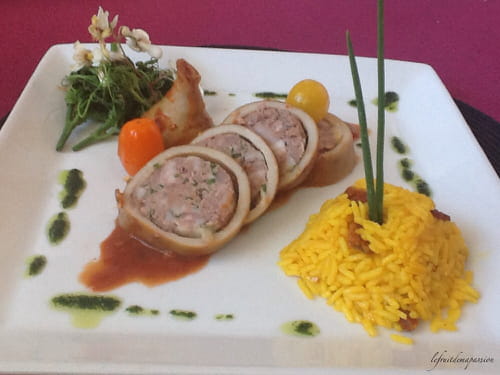Calamar farçi riz au chorizo