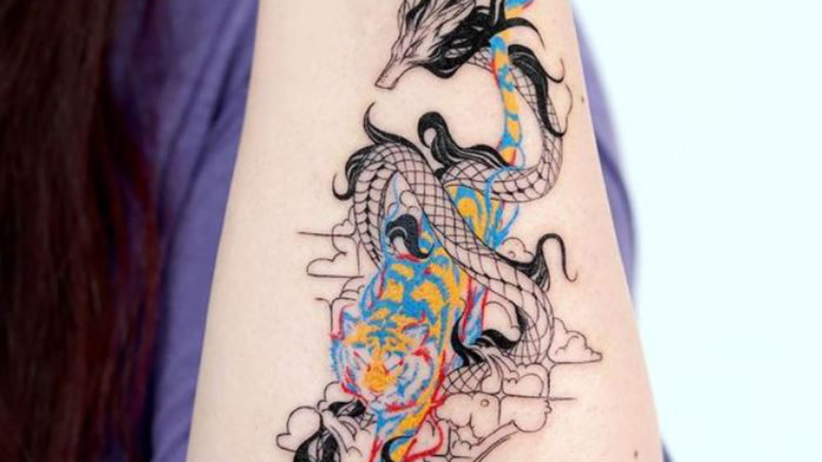 Tigre et dragon sur l'avant-bras