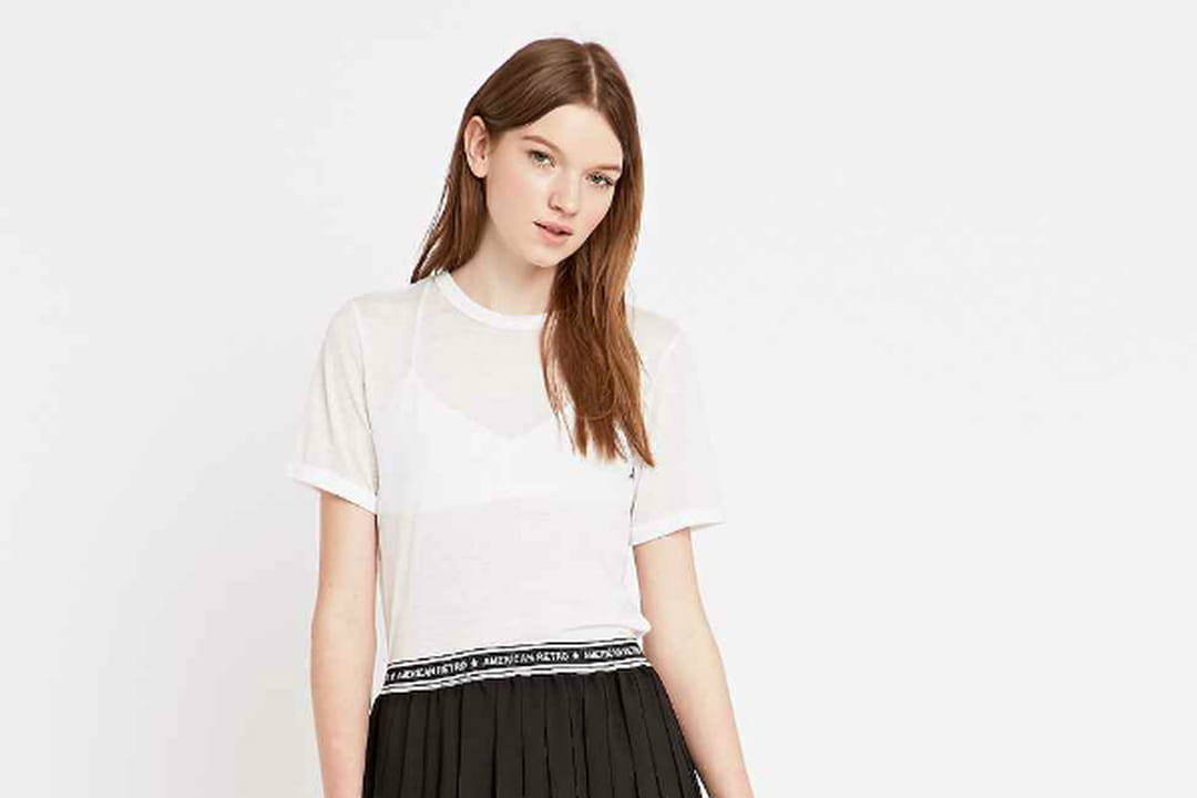 Jupe Américaine American Apparel - Rayée Crème/noir - Taille S - Longueur 21 Pouces