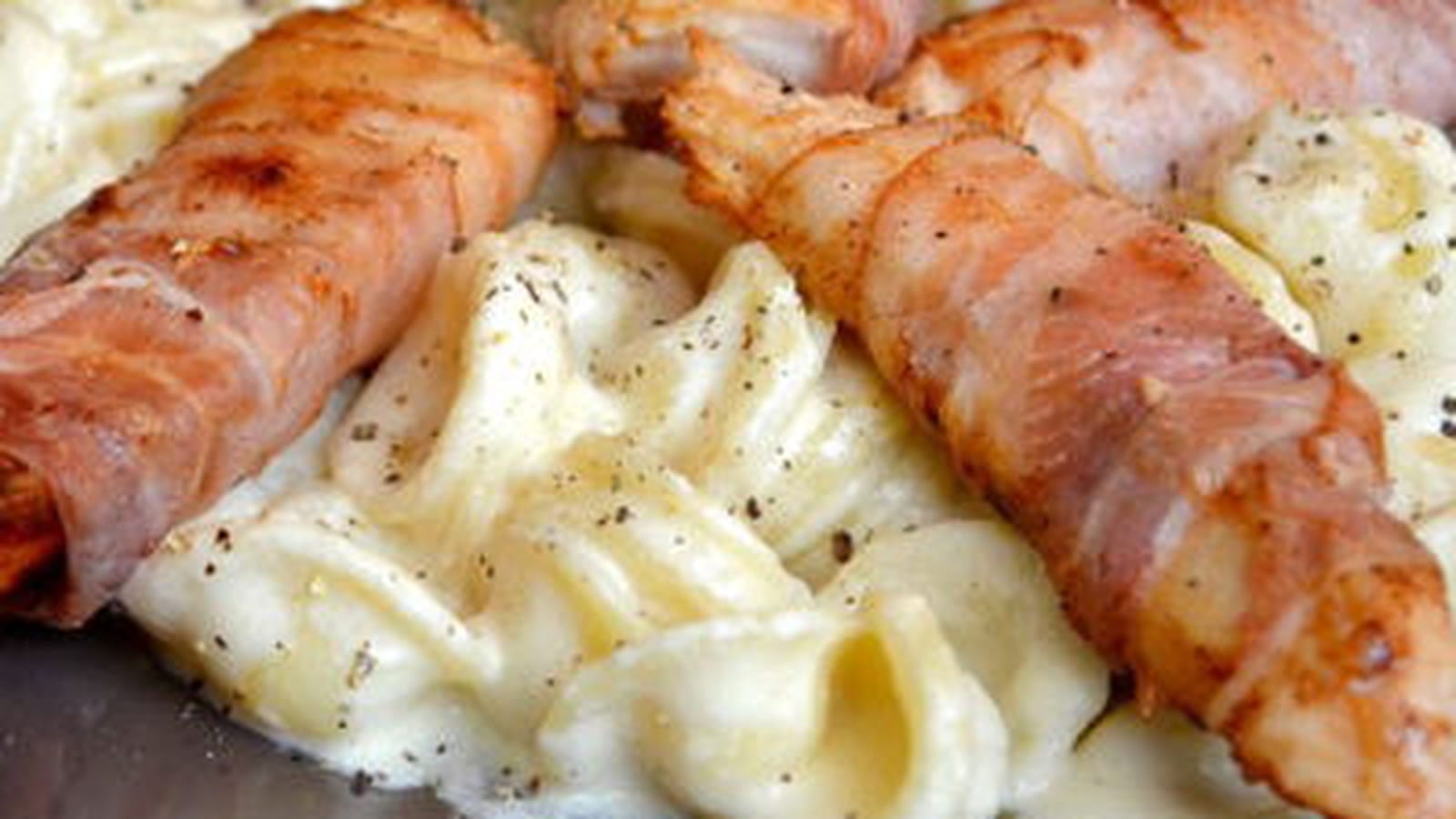 Pâtes orecchiette à la sauce Reblochon et poulet au lard fumé
