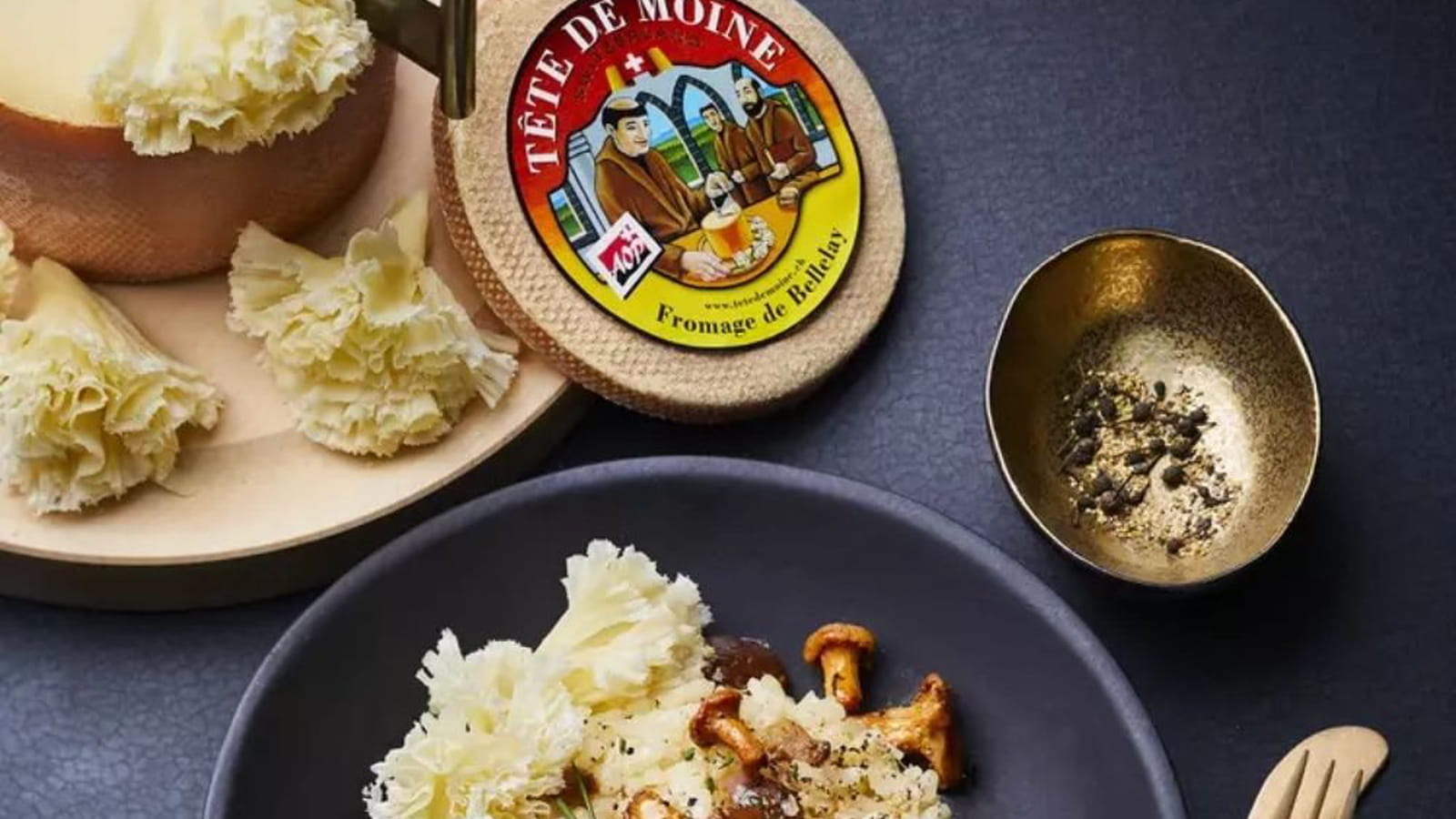 Risotto à la châtaigne, aux champignons et Tête de moine AOP