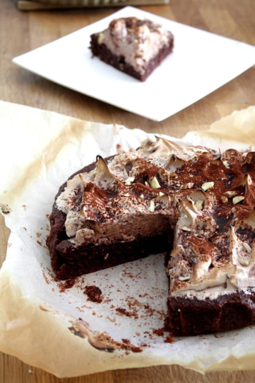 Gâteau chocolat/noisettes meringué