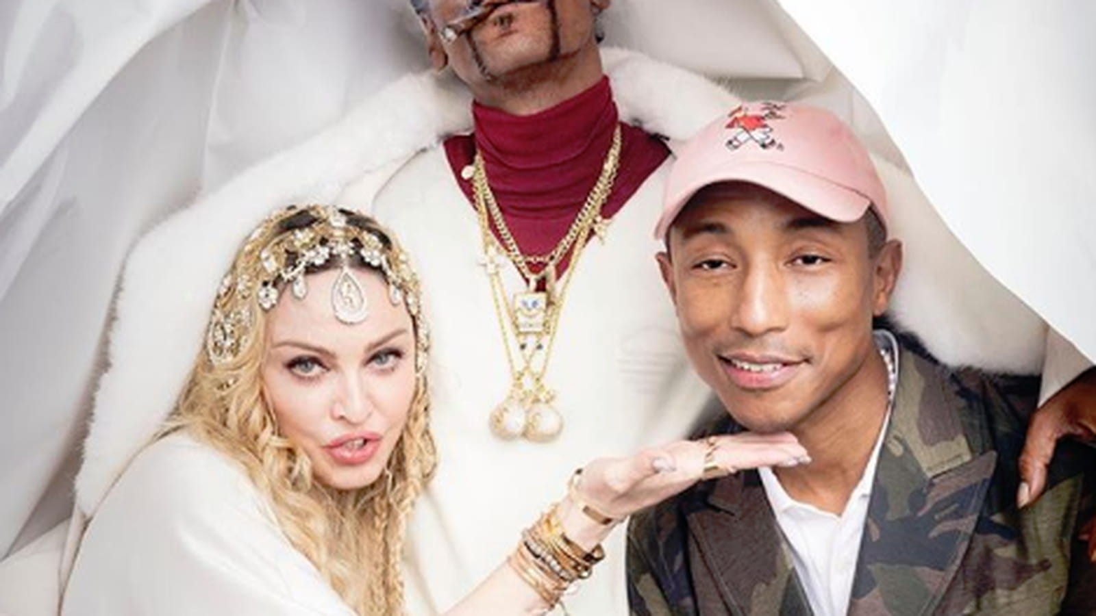 Madonna, Snoop Dogg et Pharrell Williams 