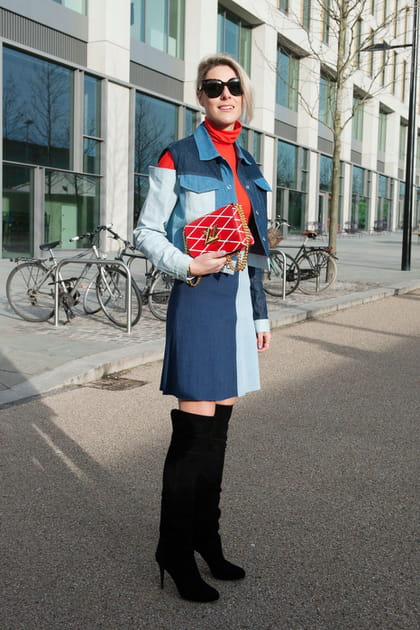 Street style &agrave; Londres : patchwork de denim