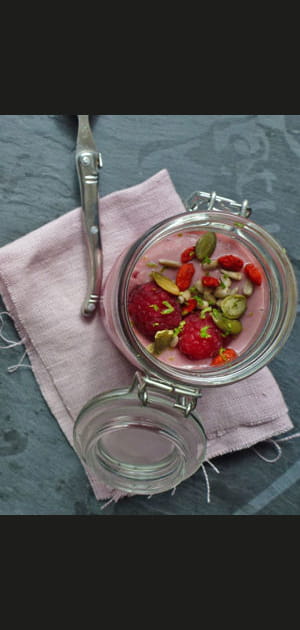 Cr&egrave;me aux framboises fra&icirc;ches vegan et sans gluten