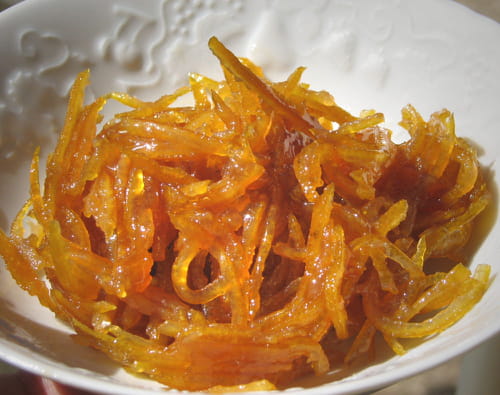 Confit d'écorces de mandarines au miel