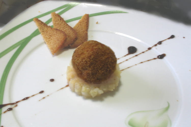 Truffe de foie gras, compote de poire et coing